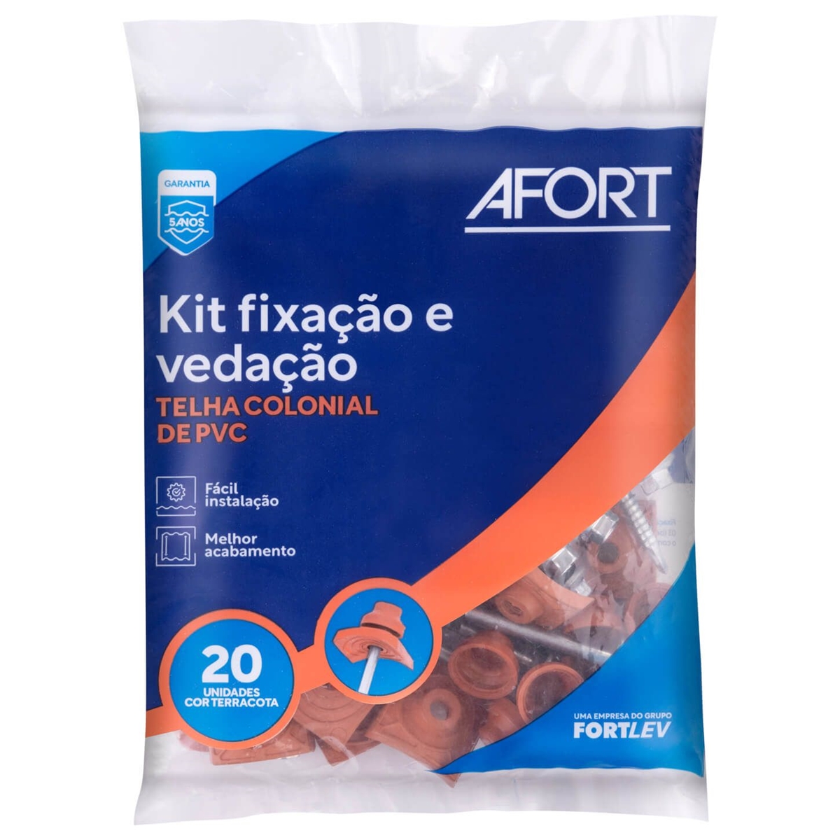 KIT FIXAÇÃO VED TELHA PLAN COLONIAL PCT 20PÇ TERRACOTA AFORT KIT