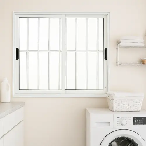 Janela de Correr Premium 2 Folhas 100x150 Alumínio Branco Com Grade Lux