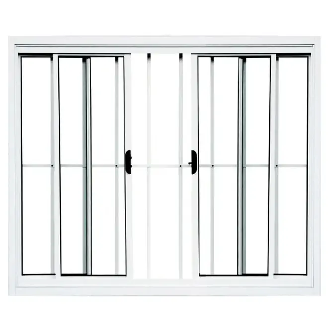 Janela De Correr 4Folhas  100X150 Branco Com Grade Lux