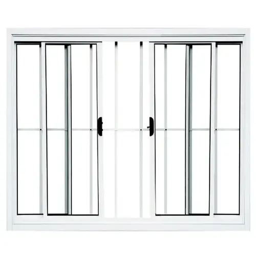 Janela De Correr 4Folhas 100X200 Branco Com Grade Lux