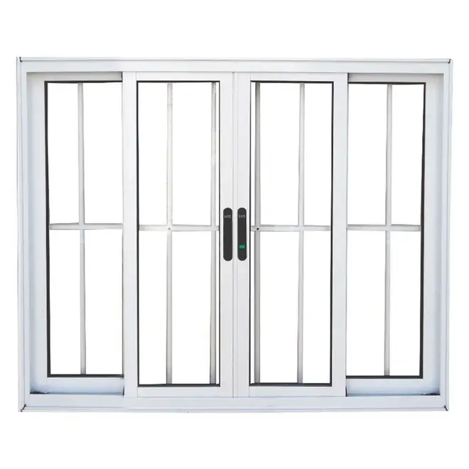 Janela de Correr 4 Folhas Premium 100x200 Branco com Grade Lux