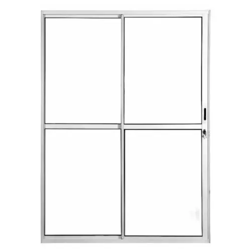 Porta de Correr Balcão 2 Folhas 210X150 Branco C/Fechadura Lux