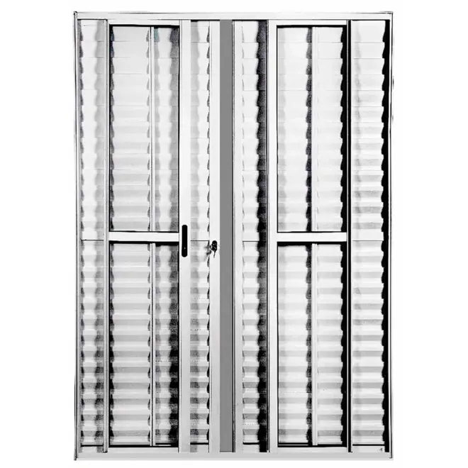 Porta de Correr Balcão 6 Folhas 210X200 Branco C/Fechadura Lux