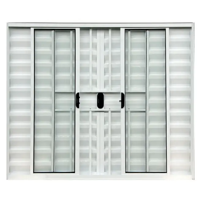 Veneziana de Alumínio 6 Folhas 100X100cm Branco Com Grade Lux