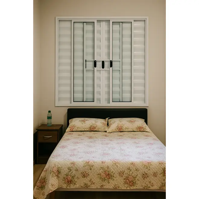 Veneziana de aluminio 6Folhas 100X150 Branco Com Grade Lux