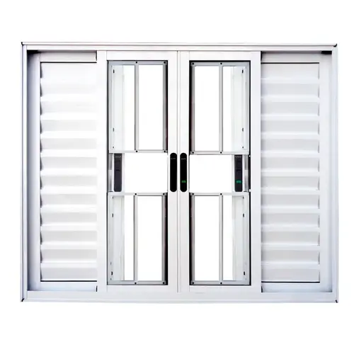 Veneziana de Alumínio 6 Folhas Premium 100X120cm Branco Com Grade Lux