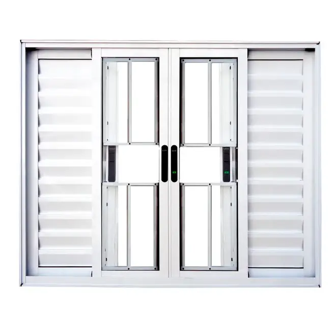 Veneziana de Alumínio 6 Folhas Premium 100X150cm Branco Com Grade Lux