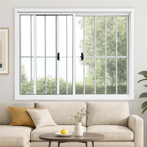 Janela de Correr 4 Folhas 100x100cm Branco Com Grade LUX