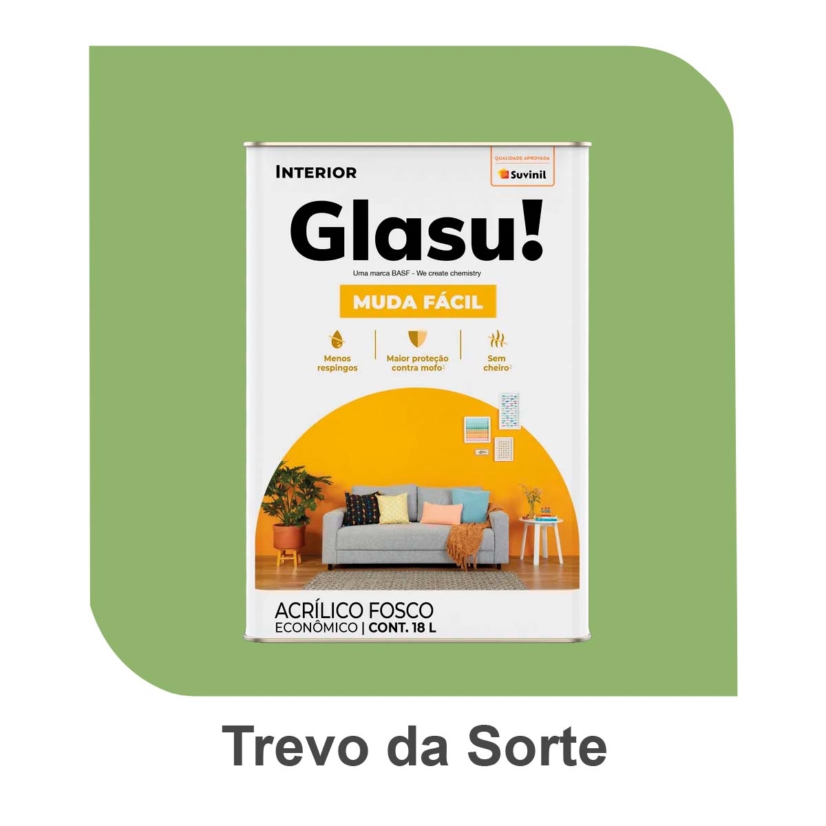 Tinta Muda Fácil Fosco Trevo da Sorte 3,6L Glasu! em oferta!