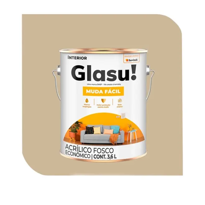 Tinta Acrílica Muda Fácil Fosca Camurça 3,6L GLASU