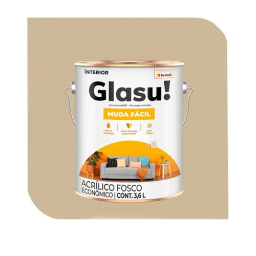 Tinta Acrílica Muda Fácil Fosca Camurça 3,6L GLASU