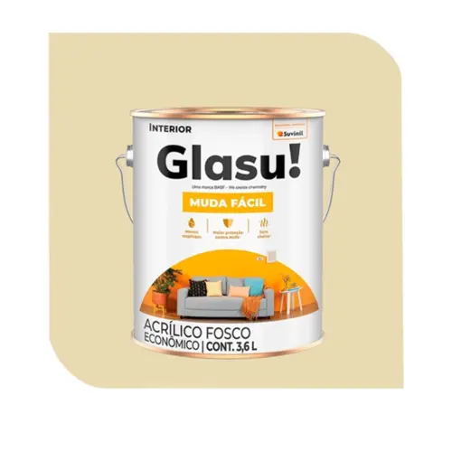 Tinta Acrílica Muda Fácil Fosco Marfim 3,6L GLASU