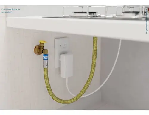 Kit Instalação Cooktop/Forno/Fogão com Registro e Flexível de 1,20m Blukit
