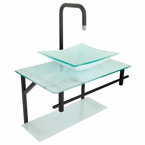 Lavabo com Cuba Rubi 64x40cm Marmorizado Branco Dulluc