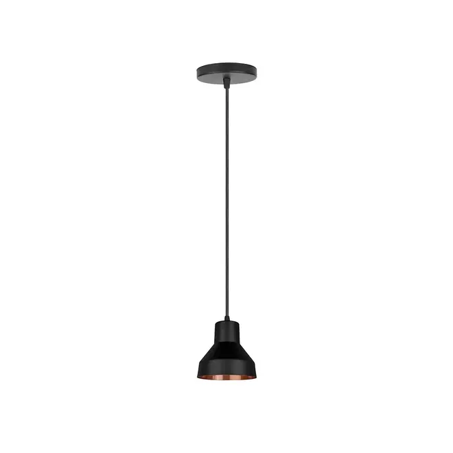 Pendente Viena Preto Com Cobre 1 Lâmpada Kinlight