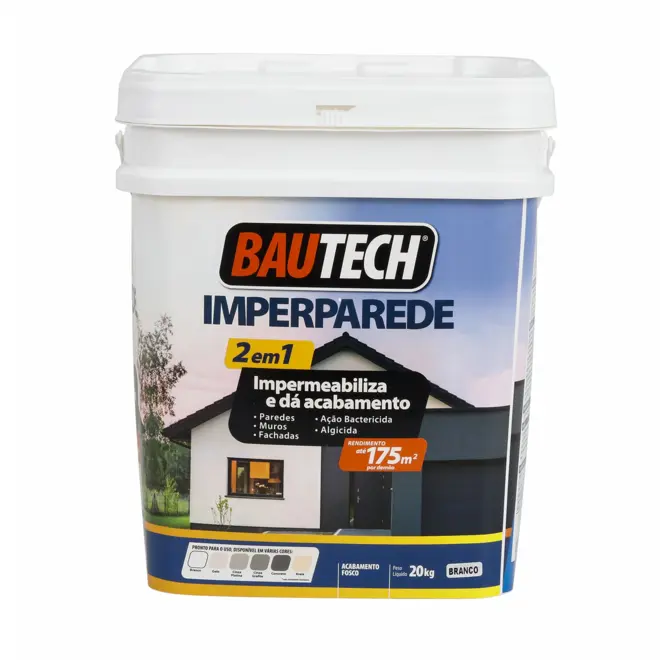 Tinta Acrílica Impermeabilizante Imperparede Platina 20Kg Bautech