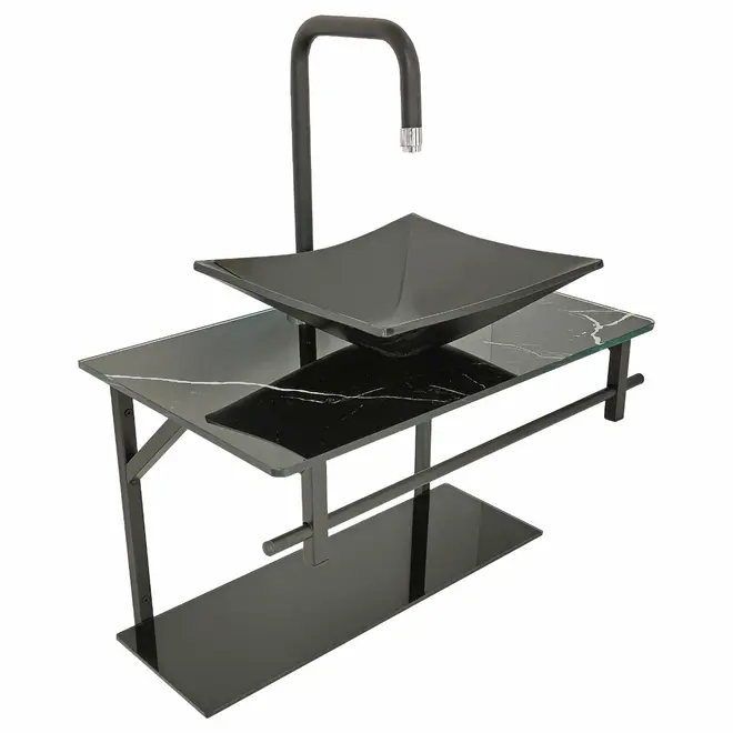 Lavabo com Cuba Rubi 64x40cm Preto Dulluc
