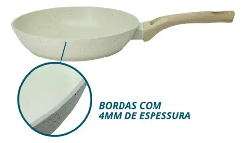 Frigideira Antiaderente Cerâmica 20cm Creme Dolce Home