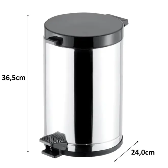 Lixeira Inox com Pedal 10,5L Preta 3565 Viel