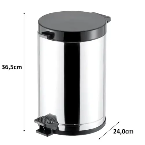 Lixeira Inox com Pedal 10,5L Preta 3565 Viel