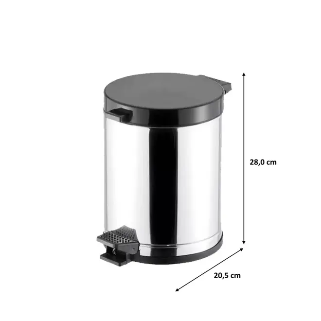 Lixeira Inox com Pedal 4,5L Preta 3507 Viel