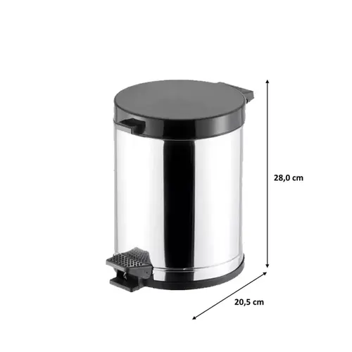 Lixeira Inox com Pedal 4,5L Preta 3507 Viel