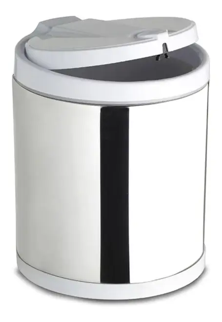 Lixeira Pia Tampa Click 3,0L Aço Inox Branco 3503 Viel