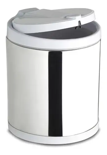 Lixeira Pia Tampa Click 3,0L Aço Inox Branco 3503 Viel