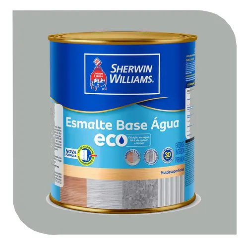 Tinta Esmalte Eco Brilho Base Água 0,9L Platina Sherwin Williams