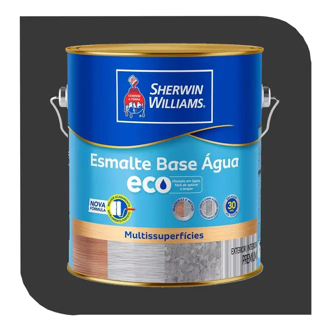 Tinta Esmalte Eco Brilho Base Água 3,6L Preto Sherwin Williams