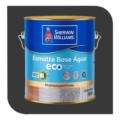 Tinta Esmalte Eco Brilho Base Água 3,6L Preto Sherwin Williams