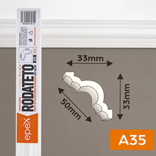 Moldura Rodateto Canto A35 Branco 02 Pç de 24cm FBDA35CA Epex