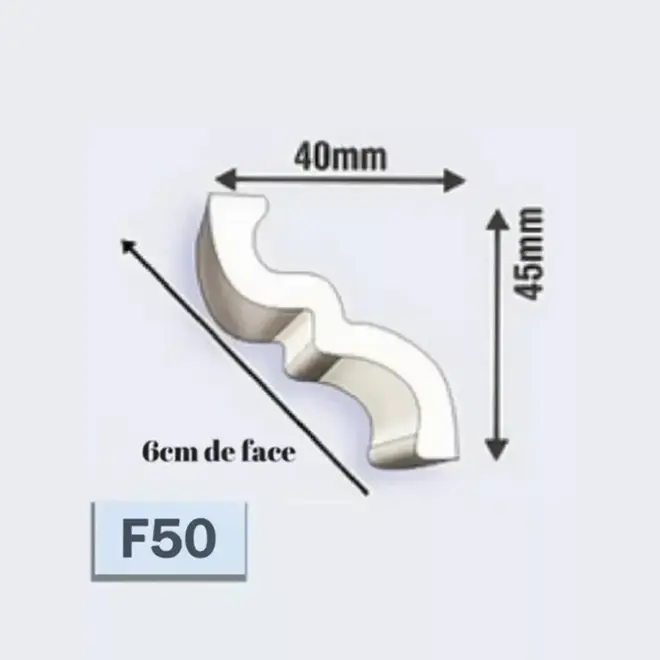 Moldura Rodateto Canto F50 Branco 02 Pç de 24cm FBDF50CA Epex