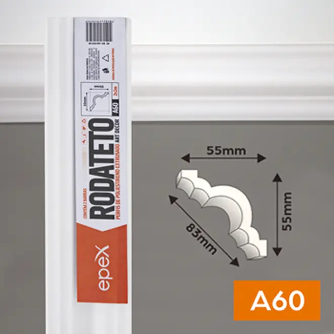 Moldura Rodateto Canto A60 Branco 02 Pç FBDA60CA Epex