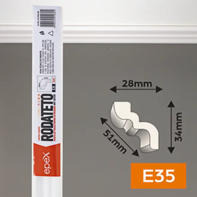 Moldura Rodateto Canto E35 Branco 02 Pç FBDE35CO Epex