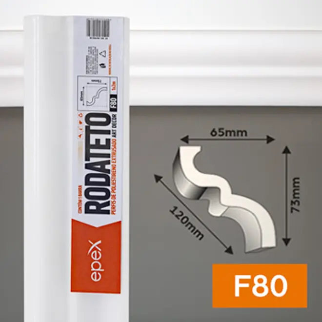 Moldura Rodateto Canto F80 Branco 02 Pç com 24cm FBDF80CA Epex