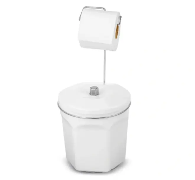 Lixeira c/Suporte Papel Higienico 6L Branca Passerini