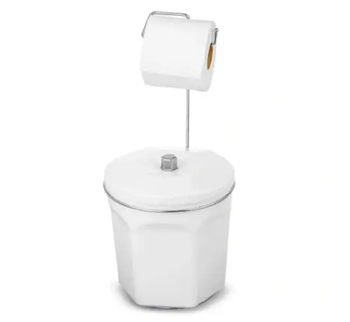Lixeira c/Suporte Papel Higienico 6L Branca Passerini