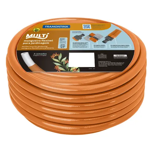 Mangueira Multi 30m 1/2" Laranja em PVC Engate Rápido e Esguicho Tramontina