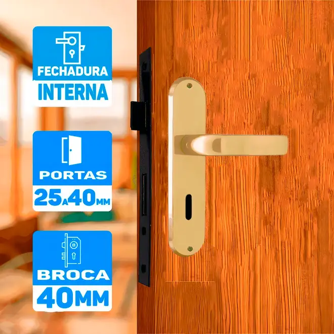 Fechadura Galaxy Bronze Latonado Espelho 4192 Interna Aliança