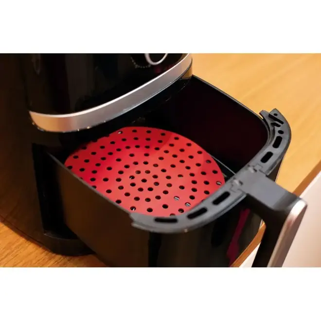 Forro Tapete Silicone p/Airfryer Redondo 19cm Vermelho Dolce Home