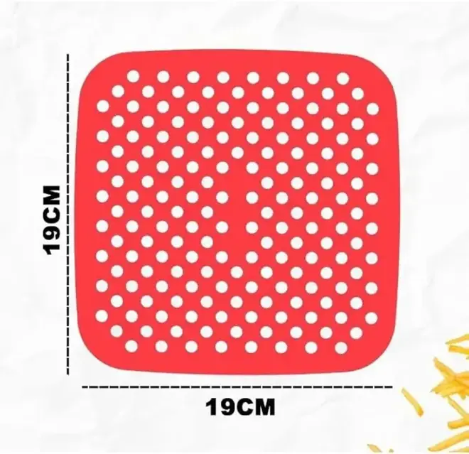 Forro Tapete Silicone p/Airfryer Quadrado 18cm Vermelho Dolce Home