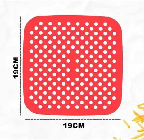 Forro Tapete Silicone p/Airfryer Quadrado 18cm Vermelho Dolce Home