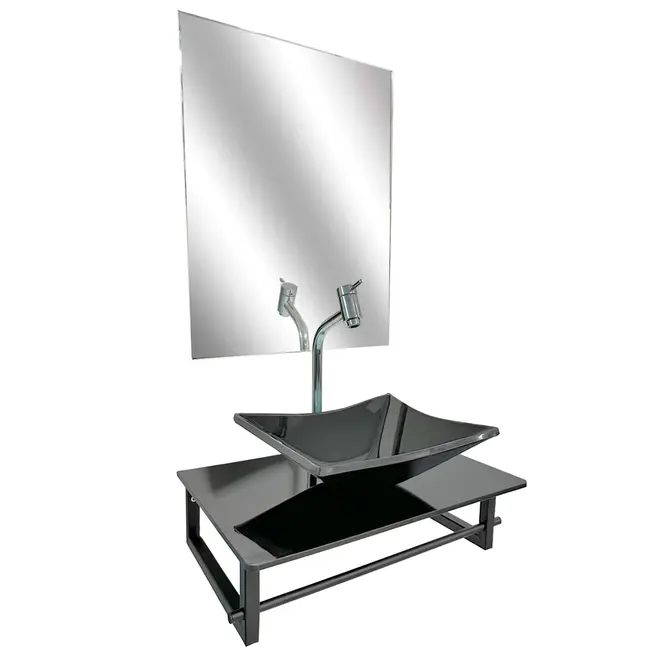 Kit Lavabo+Cuba+Espelho Basic Preto Dulluc