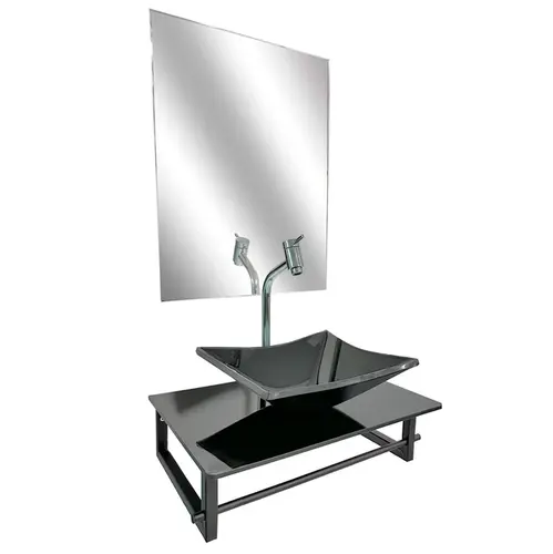 Kit Lavabo+Cuba+Espelho Basic Preto Dulluc