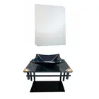 KIT LAVABO+CUBA+ESPELHO RUBI 40CM MARM PRETO METAI