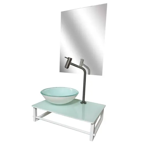 Kit Lavabo+Cuba+Espelho Veneza Branco Dulluc