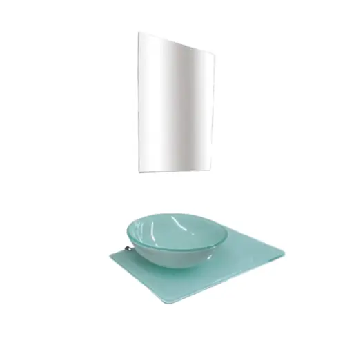 KIT LAVABO+CUBA+ESPELHO VENEZA BRANCO METAIS