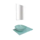KIT LAVABO+CUBA+ESPELHO VENEZA BRANCO METAIS