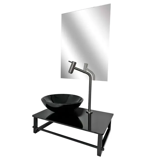 Kit Lavabo+Cuba+Espelho Veneza Preto Dulluc